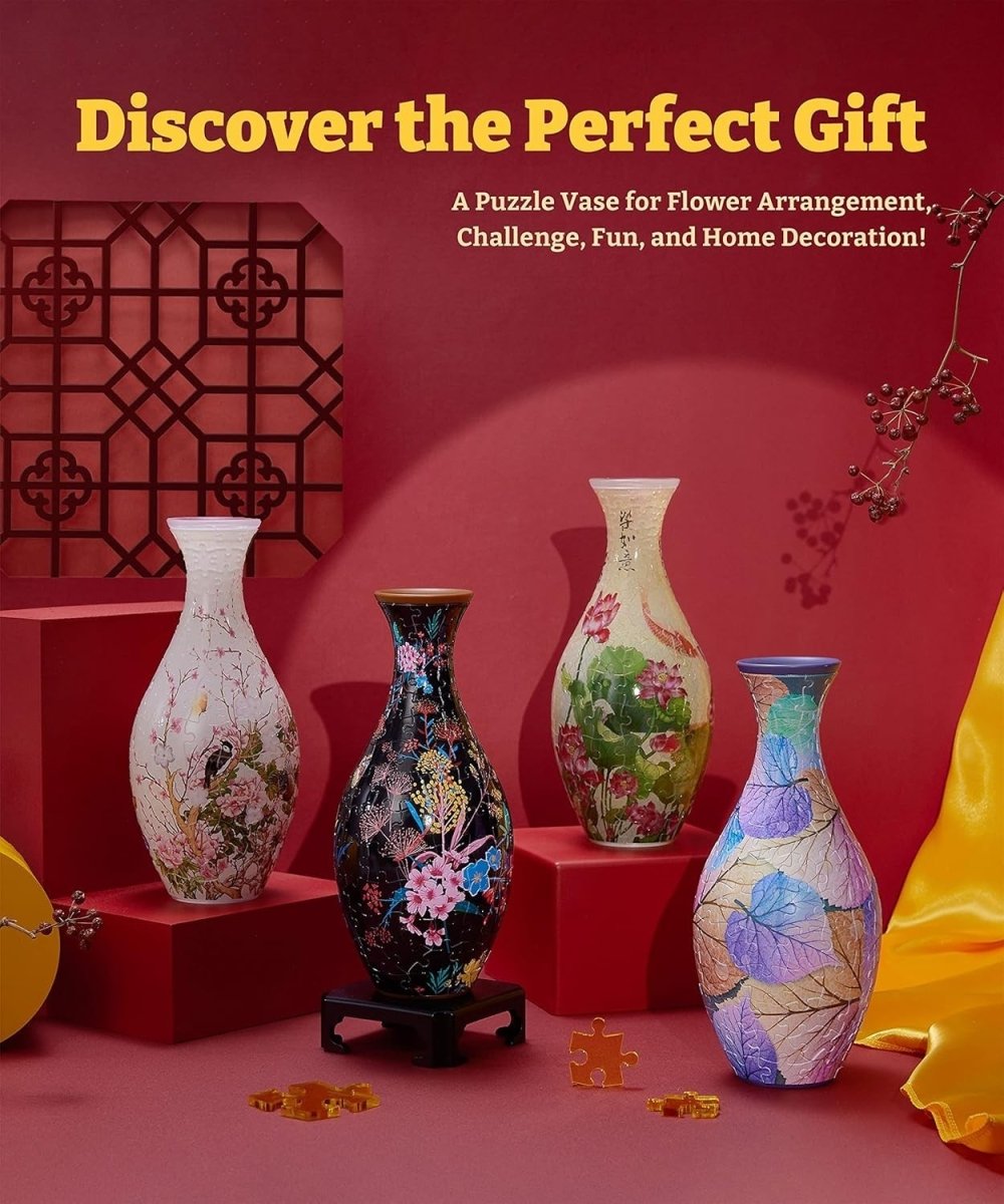 3D Puzzle Vase 160 Piece Floral Flower Vase Home Decor Gift DIY - Kwikley