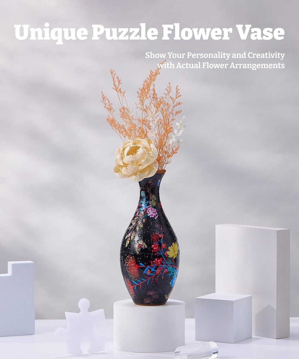 3D Puzzle Vase 160 Piece Floral Flower Vase Home Decor Gift DIY - Kwikley
