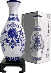 3D Puzzle Vase 160 Piece Indigo Floral Vase DIY Home Decor Gift - Kwikley