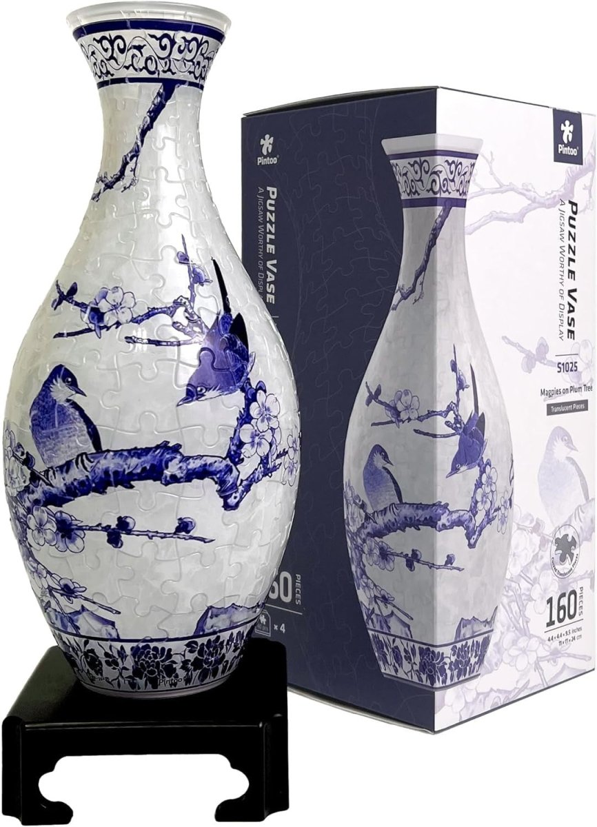 3D Puzzle Vase 160 Piece Magpies Plum Tree Floral Home Decor Gift - Kwikley