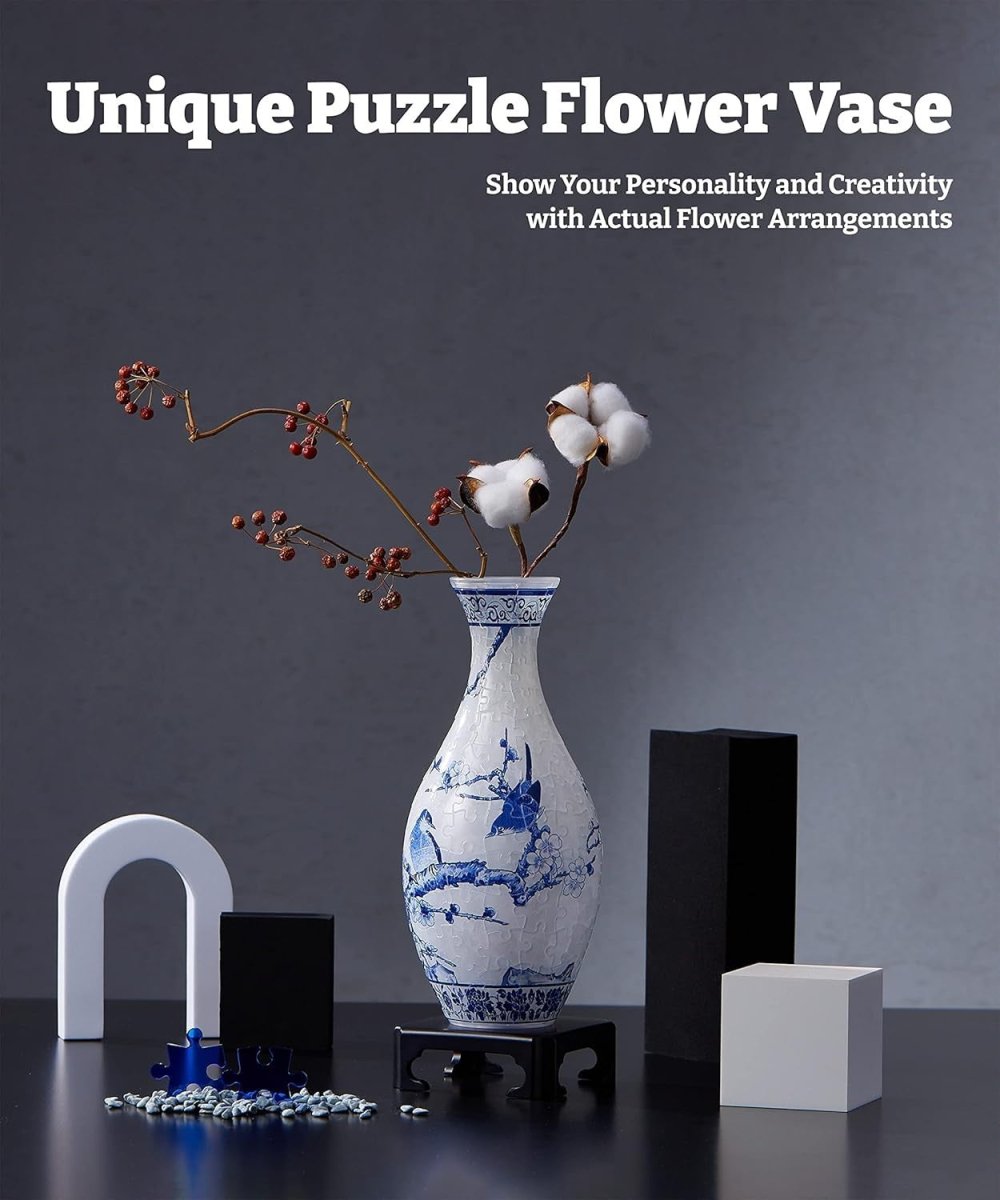 3D Puzzle Vase 160 Piece Magpies Plum Tree Floral Home Decor Gift - Kwikley