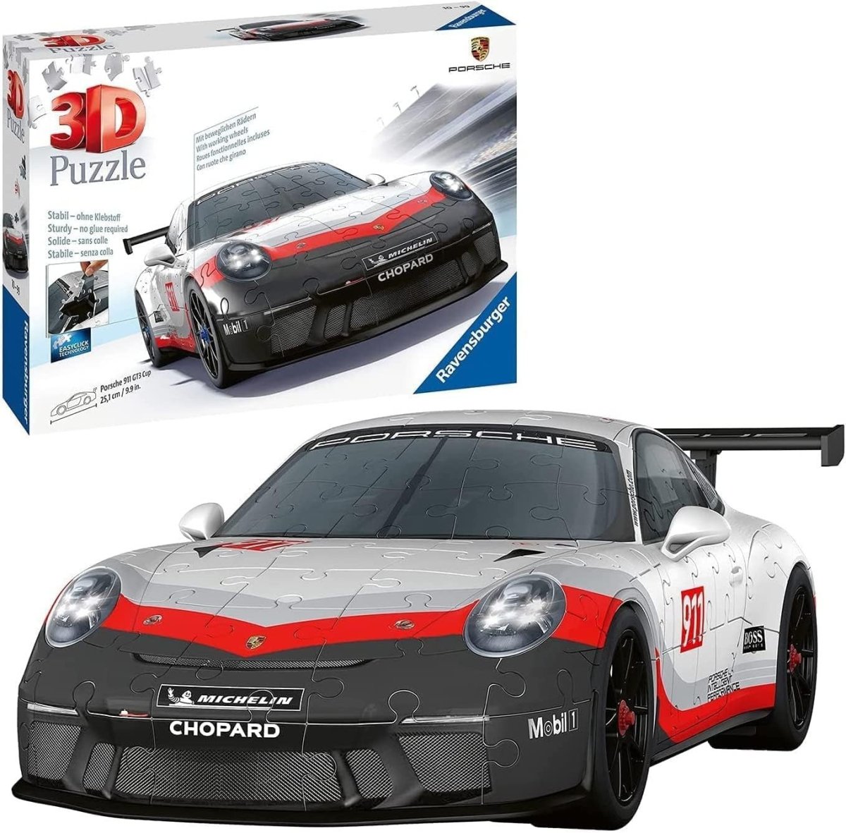 3D Racing Car Puzzle Model Kit 108 Piece Sports Car Collectible - Kwikley