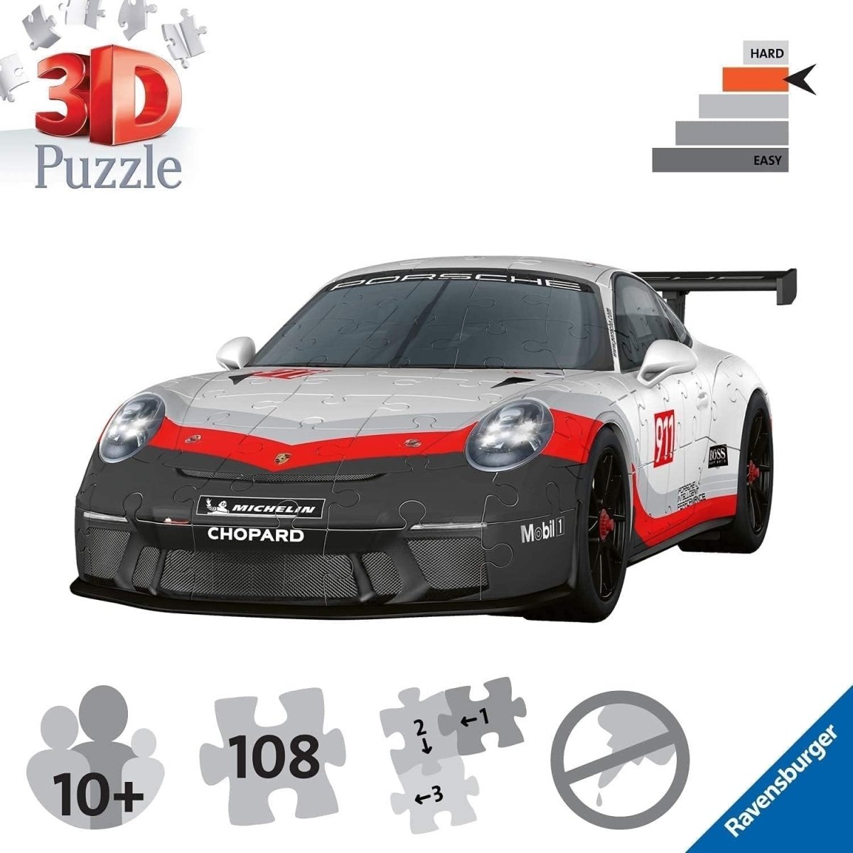 3D Racing Car Puzzle Model Kit 108 Piece Sports Car Collectible - Kwikley