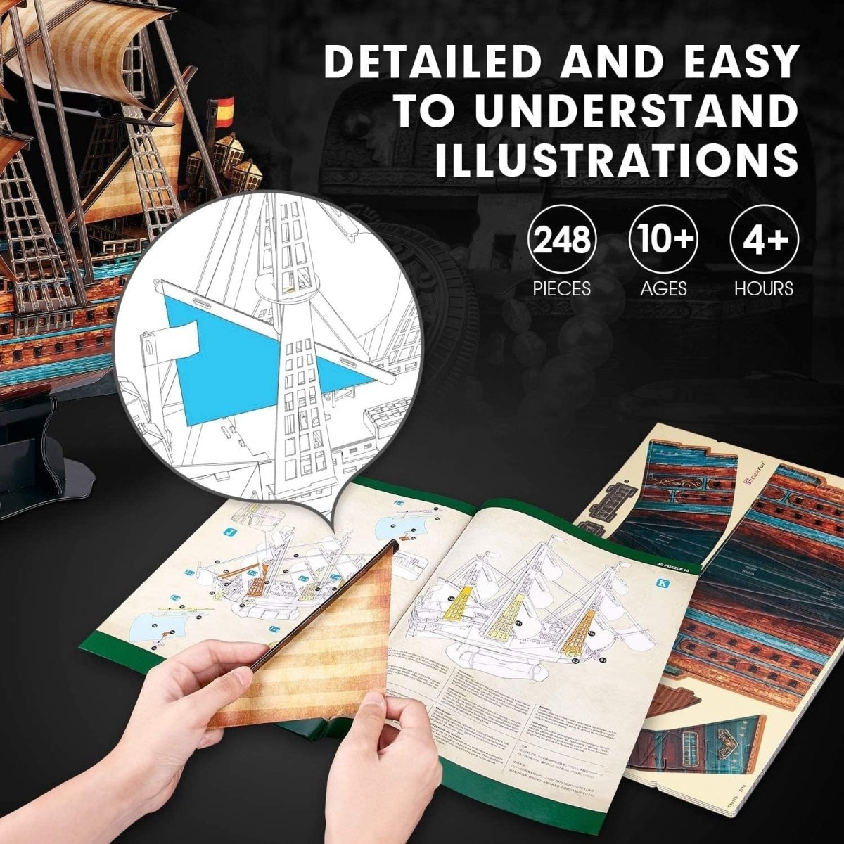 3D San Felipe Ship Puzzle 248 Piece Sailing Boat Model Kit Gift - Kwikley