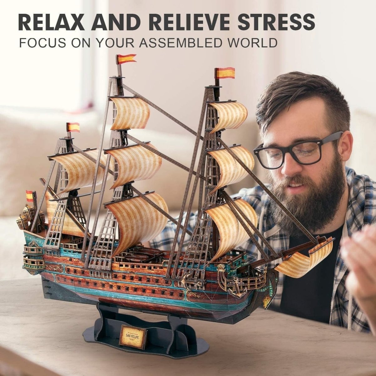 3D San Felipe Ship Puzzle 248 Piece Sailing Boat Model Kit Gift - Kwikley
