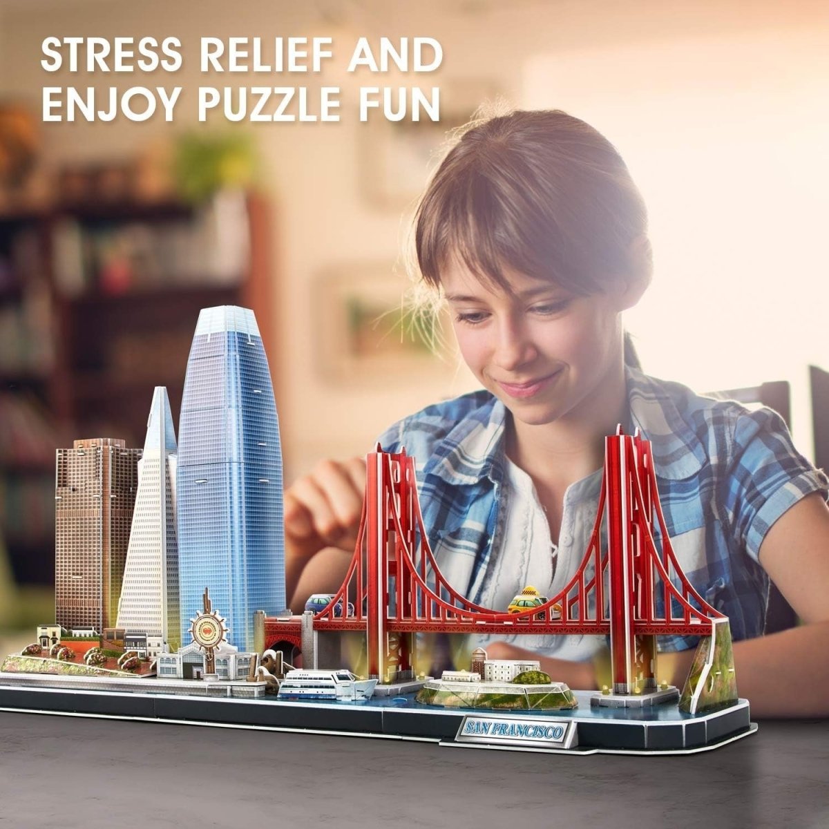 3D San Francisco Skyline Puzzle LED City Model Golden Gate Bridge Gift - Kwikley
