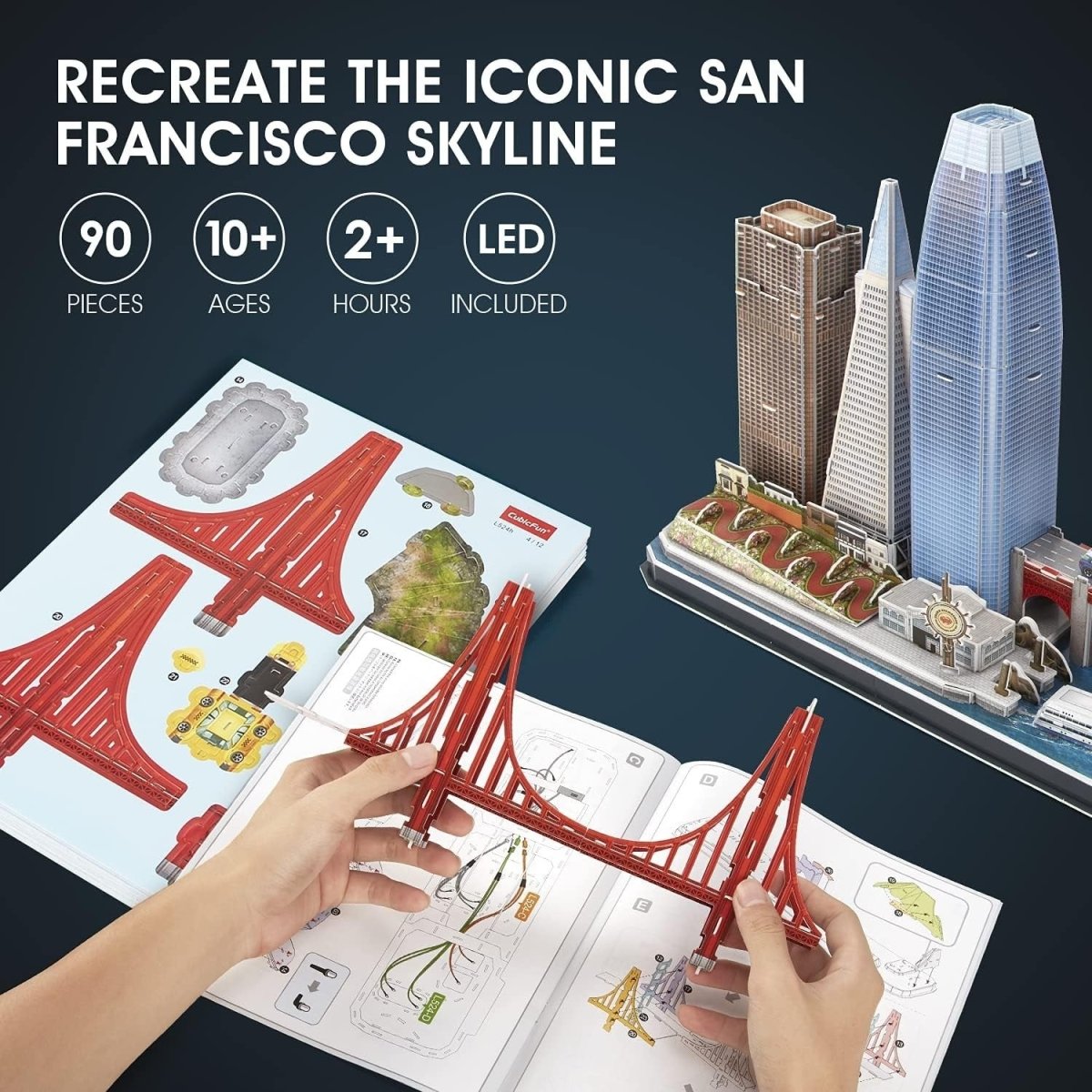 3D San Francisco Skyline Puzzle LED City Model Golden Gate Bridge Gift - Kwikley
