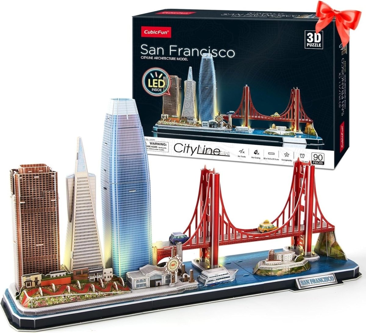 3D San Francisco Skyline Puzzle LED City Model Golden Gate Bridge Gift - Kwikley