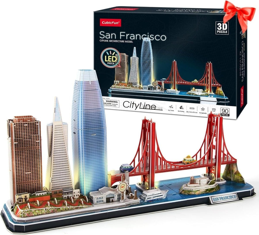 3D San Francisco Skyline Puzzle LED City Model Golden Gate Bridge Gift - Kwikley