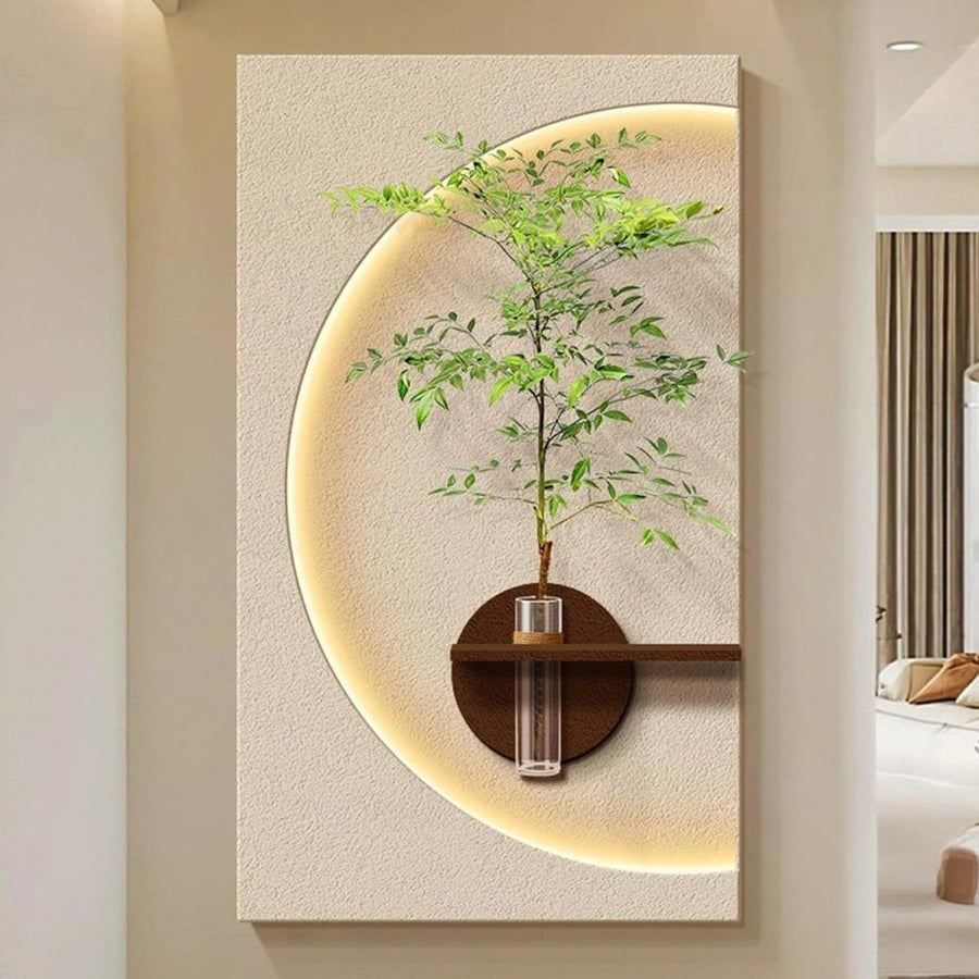 3D Sandstone LED Wall Art Tree Mural 40x70cm Modern Decor - Kwikley