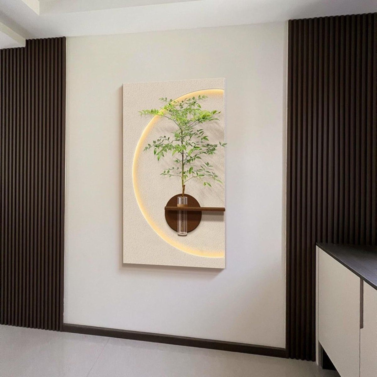 3D Sandstone LED Wall Art Tree Mural 40x70cm Modern Decor - Kwikley