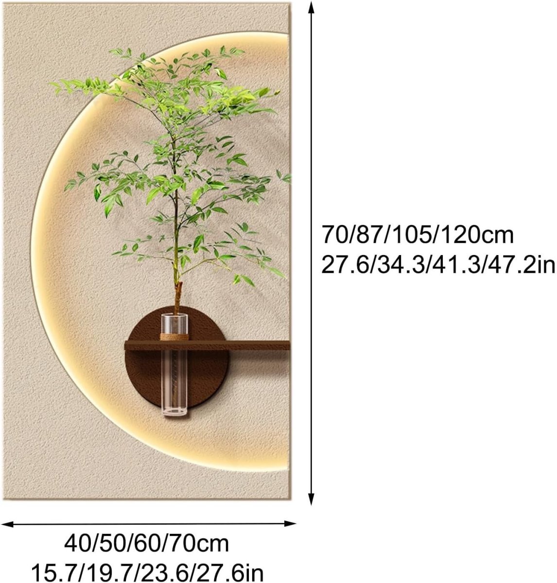 3D Sandstone LED Wall Art Tree Mural 40x70cm Modern Decor - Kwikley