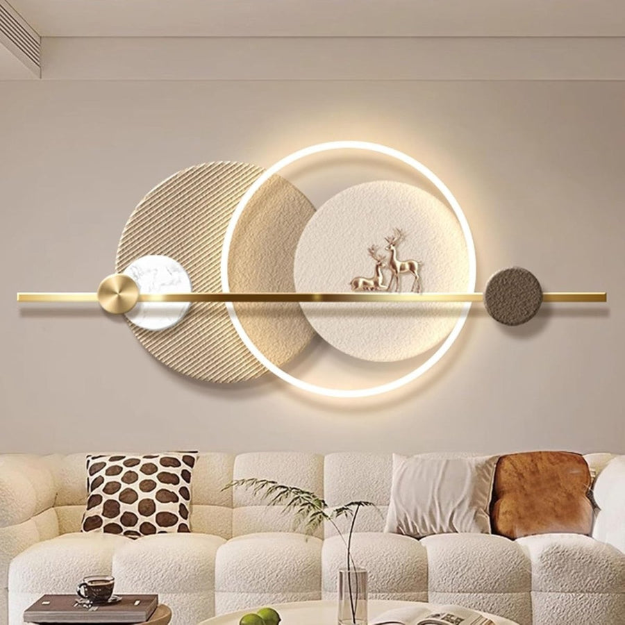 3D Sandstone Wall Art with LED Light Geometric 100x45cm - Kwikley