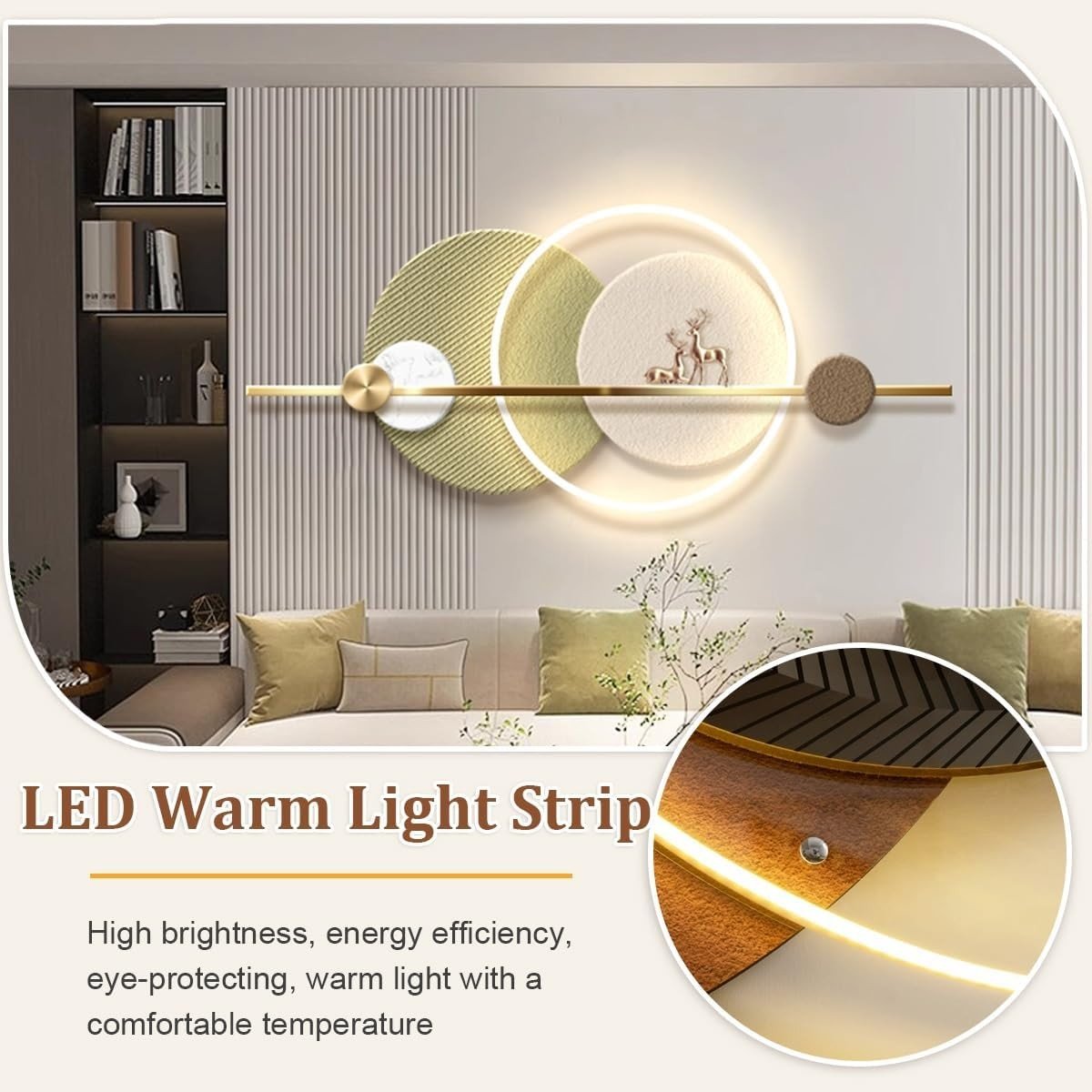 3D Sandstone Wall Art with LED Light Geometric 100x45cm - Kwikley
