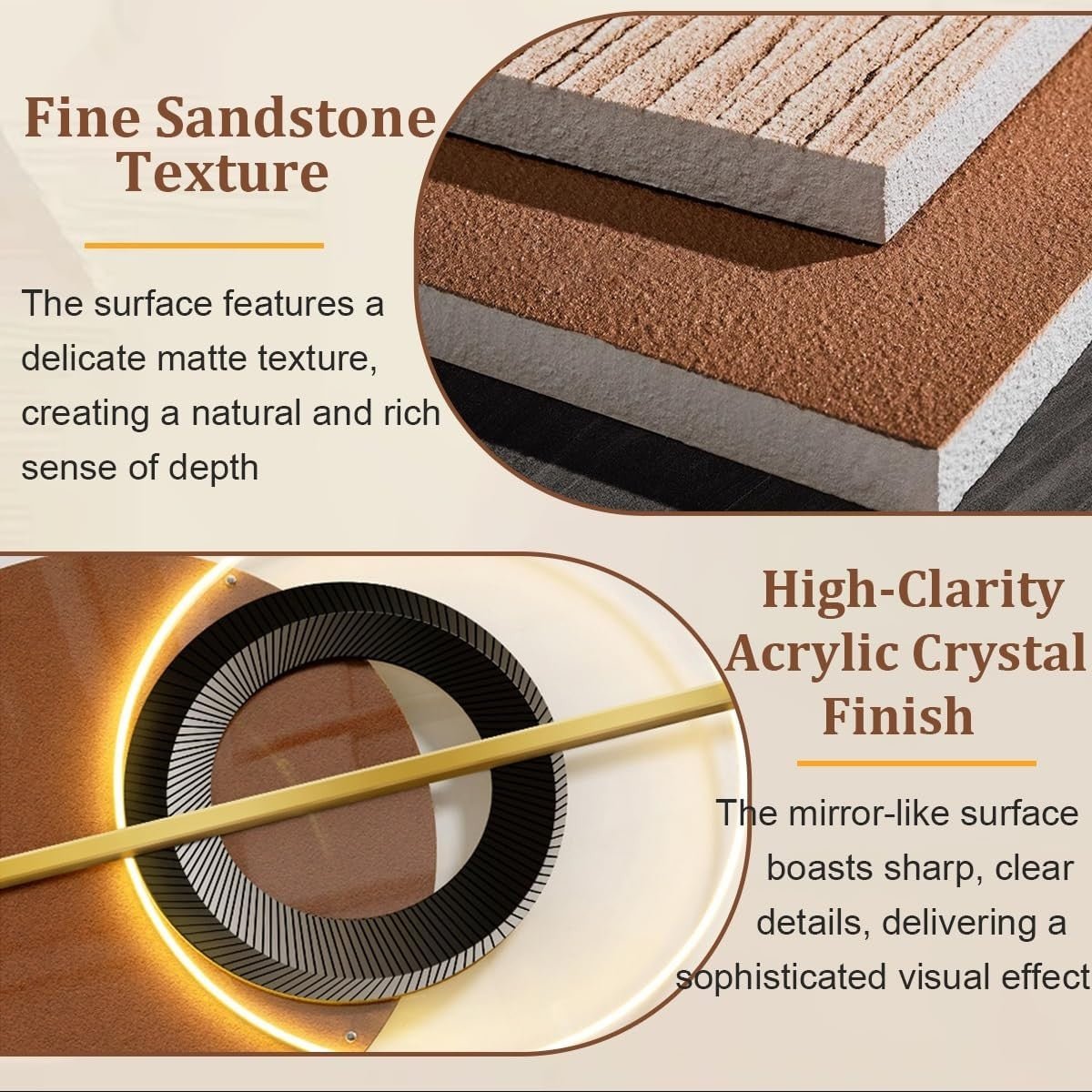 3D Sandstone Wall Art with LED Light Geometric 100x45cm - Kwikley