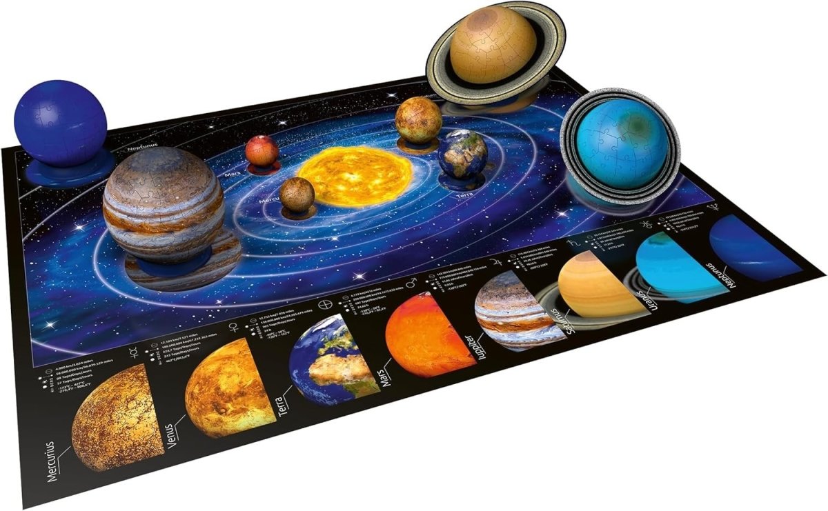3D Solar System Puzzle Set 540 Piece Planet Model Kit Space Gift - Kwikley
