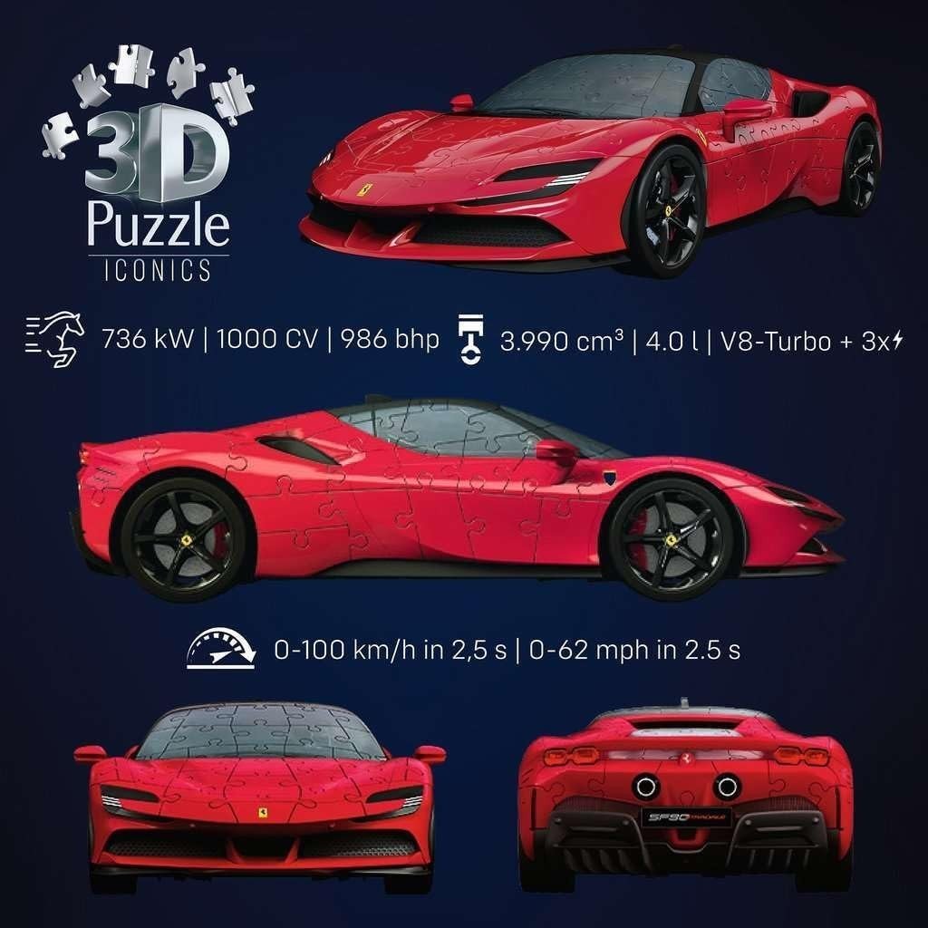 3D Sports Car Puzzle 108 Piece Racing Car Model Kit No Glue Gift - Kwikley