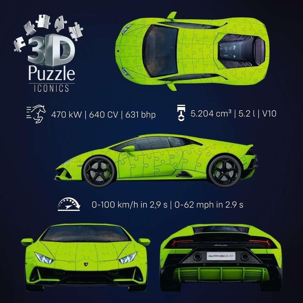 3D Sports Car Puzzle 108 Piece Racing Model Kit No Glue Required - Kwikley