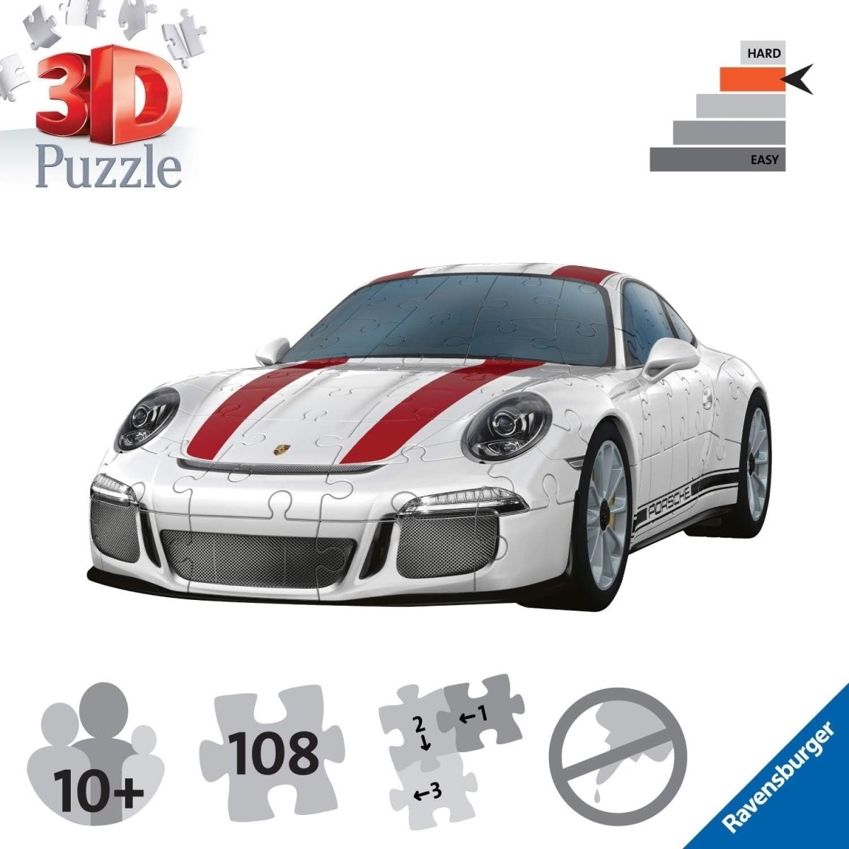 3D Sports Car Puzzle 108 Piece Vehicle Model Kit No Glue Collectors Build - Kwikley