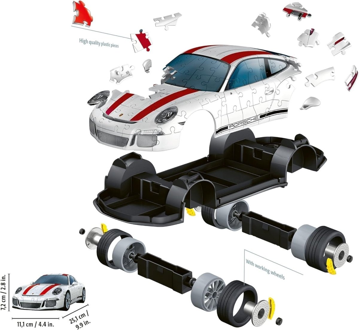 3D Sports Car Puzzle 108 Piece Vehicle Model Kit No Glue Collectors Build - Kwikley