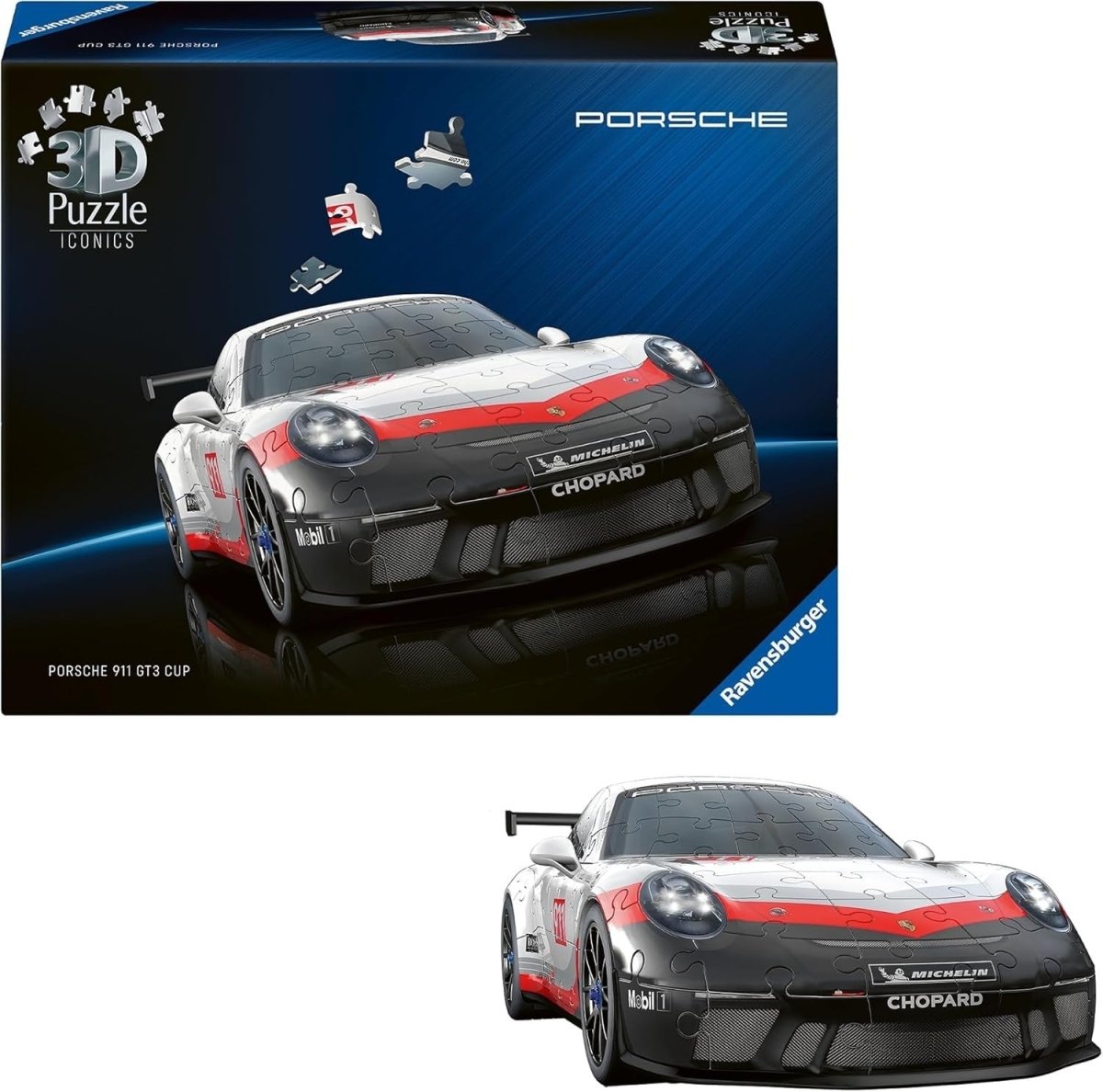 3D Sports Car Puzzle Model 108 Piece Racing Car Building Kit No Glue - Kwikley