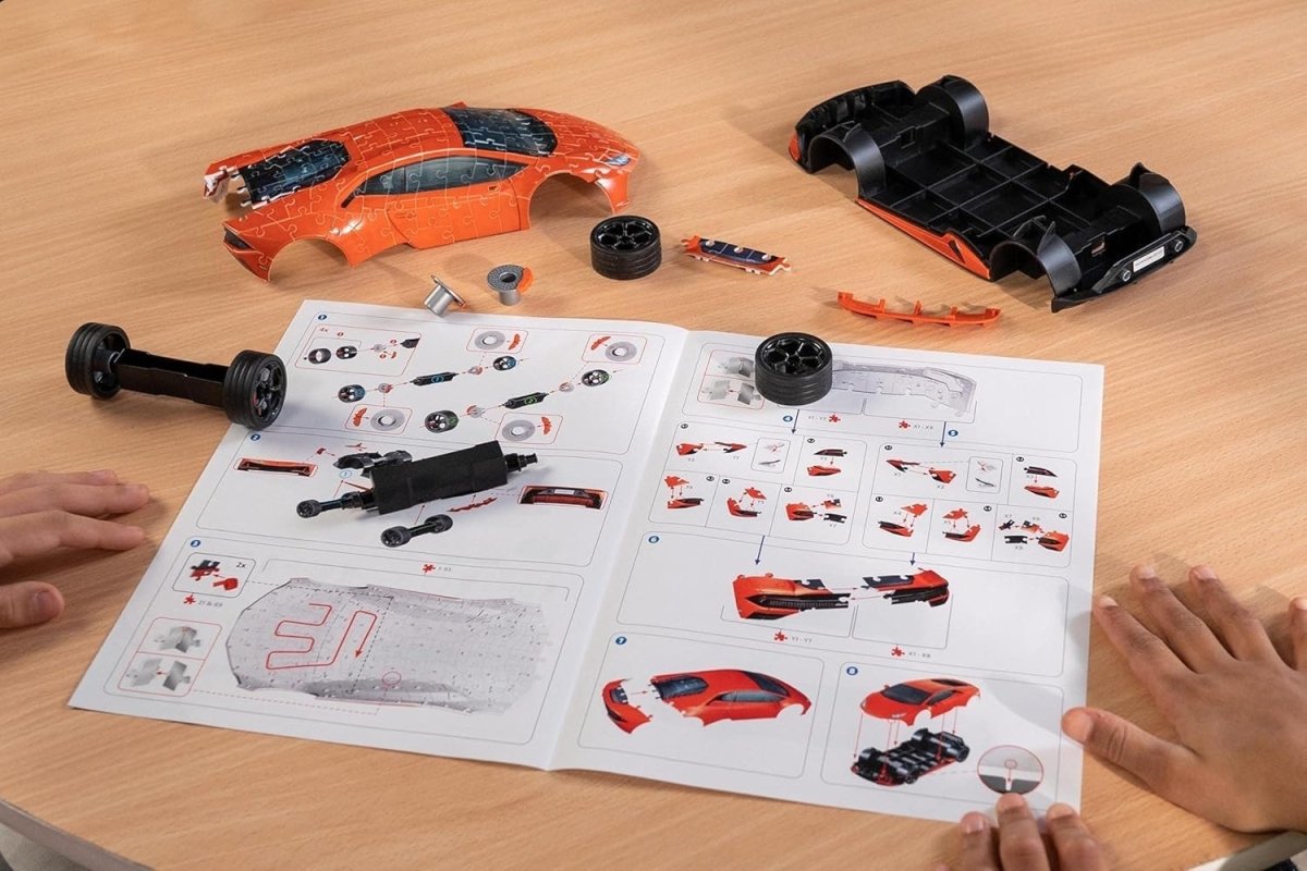 3D Sports Car Puzzle Model 108 Piece Supercar Building Kit No Glue - Kwikley