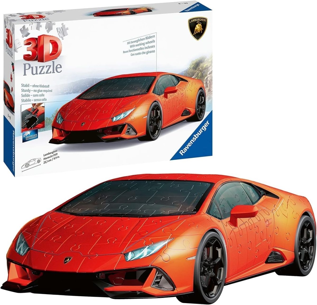 3D Sports Car Puzzle Model 108 Piece Supercar Building Kit No Glue - Kwikley