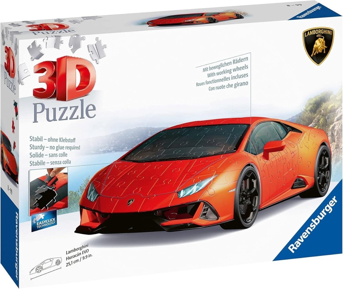 3D Sports Car Puzzle Model 108 Piece Supercar Building Kit No Glue - Kwikley