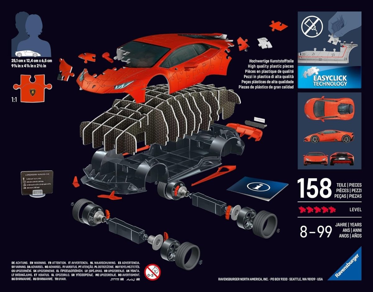 3D Sports Car Puzzle Model Kit 108 Piece Jigsaw Toy Gift for Kids Adults - Kwikley