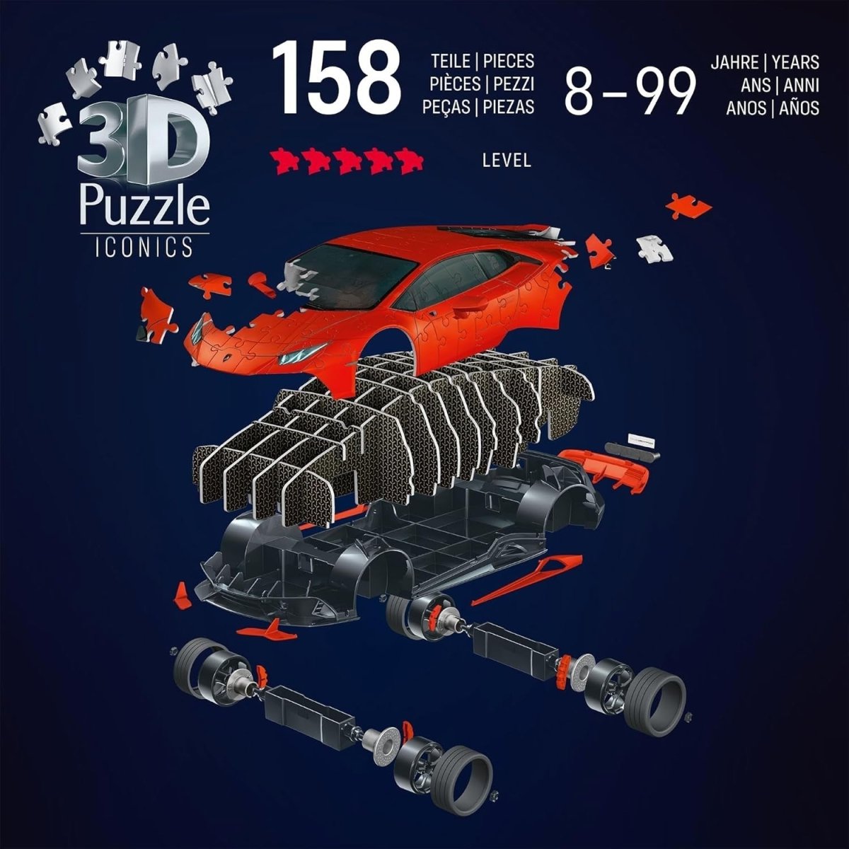 3D Sports Car Puzzle Model Kit 108 Piece Jigsaw Toy Gift for Kids Adults - Kwikley
