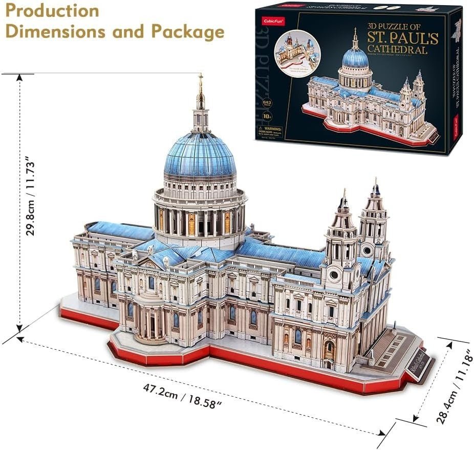 3D St Pauls Cathedral Puzzle 643 Piece Architecture Model Kit Gift - Kwikley