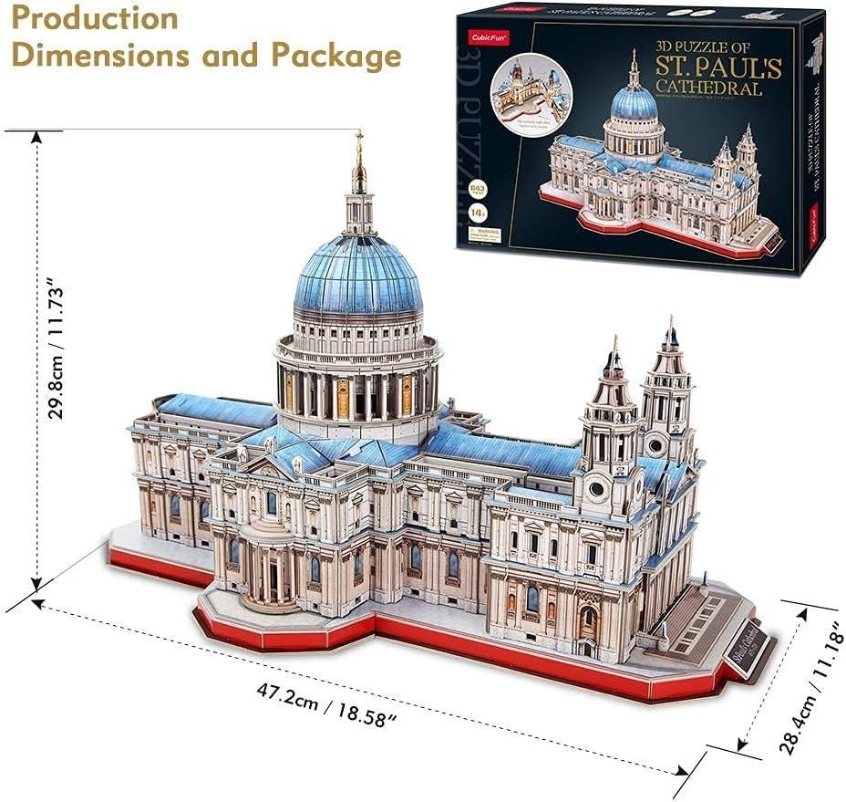 3D St Pauls Cathedral Puzzle 643 Piece Architecture Model Kit Gift - Kwikley