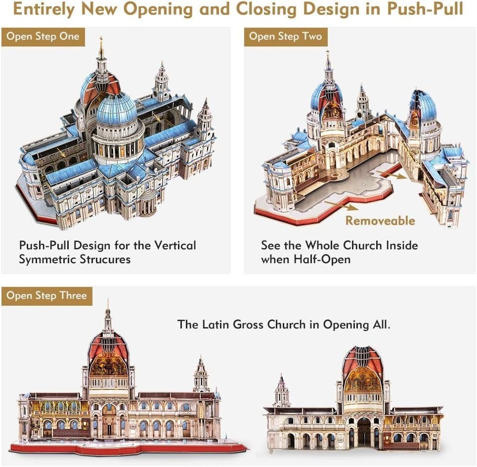 3D St Pauls Cathedral Puzzle 643 Piece Architecture Model Kit Gift - Kwikley