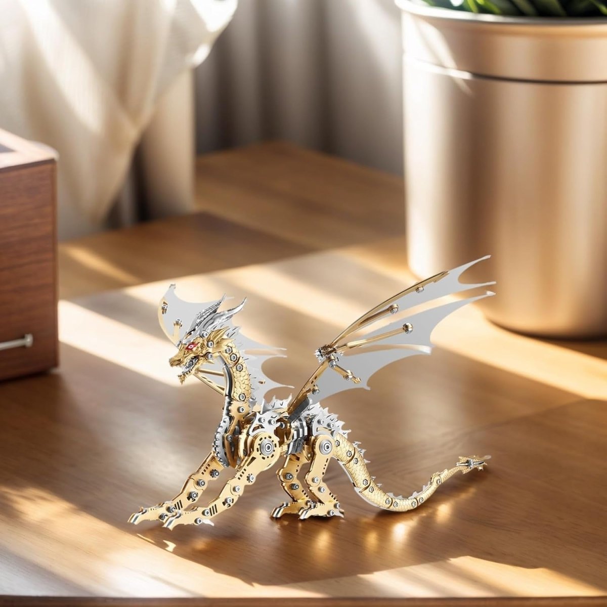3D Stainless Steel Dragon Puzzle DIY Mechanical Model Kit Gold 313PCS - Kwikley
