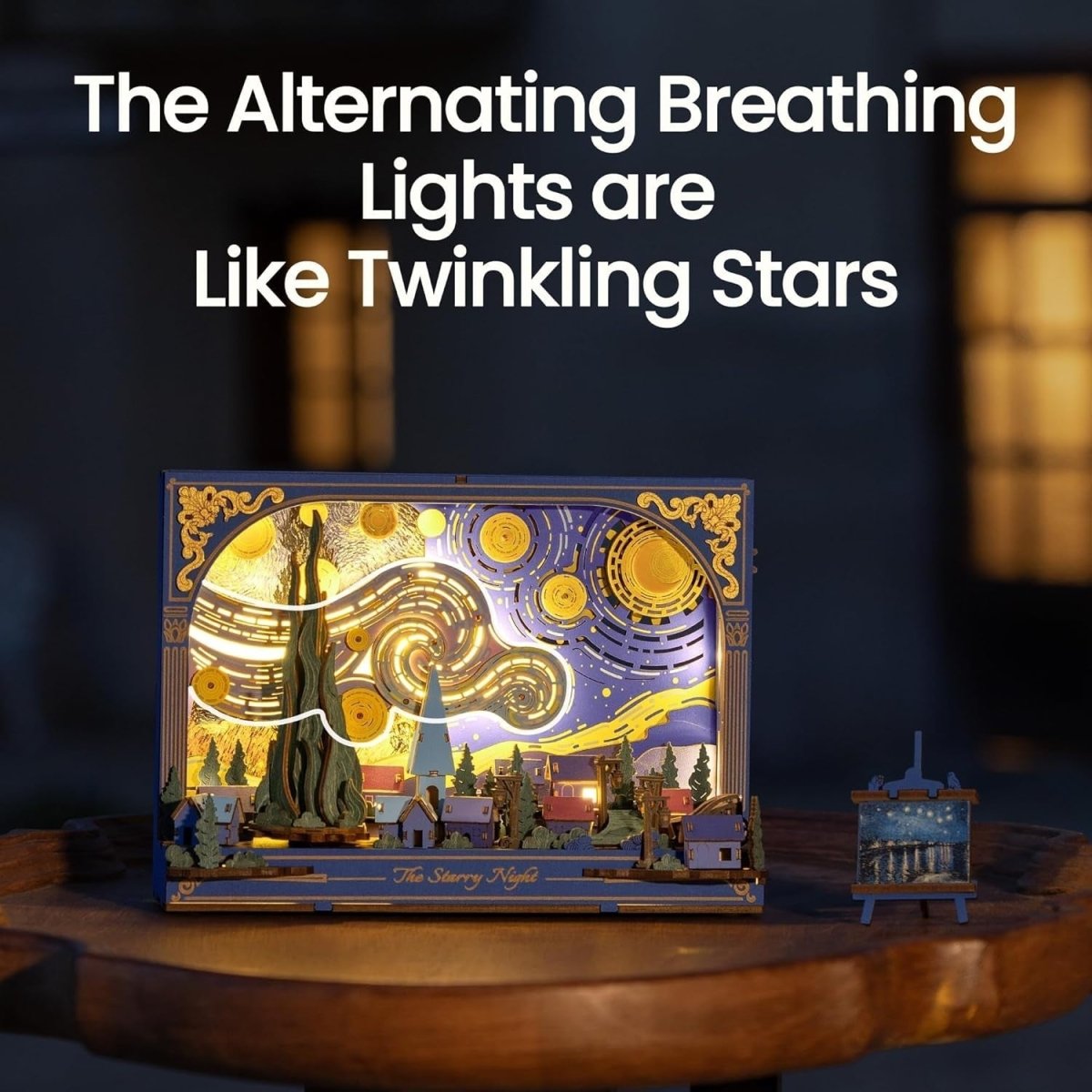 3D Starry Night Wooden Puzzle LED Wall Art Model Kit DIY Decor - Kwikley