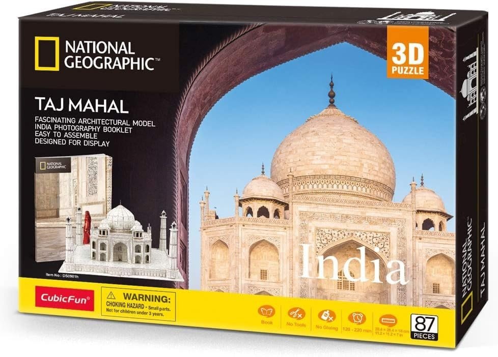 3D Taj Mahal Puzzle 87 Piece Architecture Model Kit Educational Gift - Kwikley