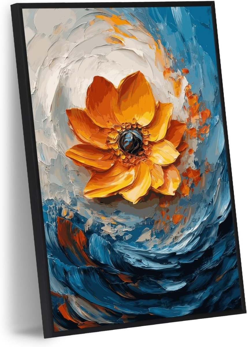 3D Textured Flower Canvas Wall Art Framed 12x16in - Kwikley