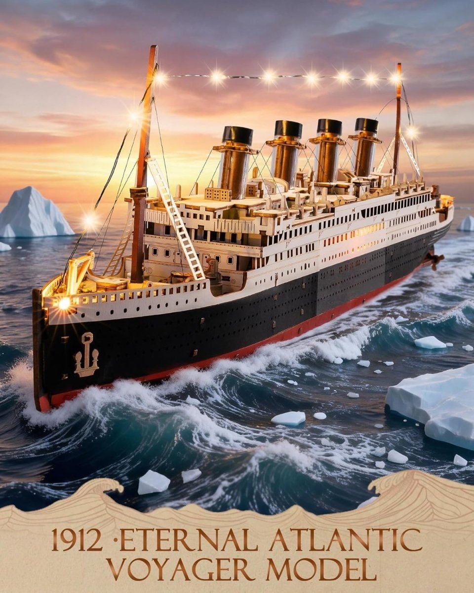 3D Titanic Ship Model Kit Wooden Puzzle LED Display Collectible - Kwikley