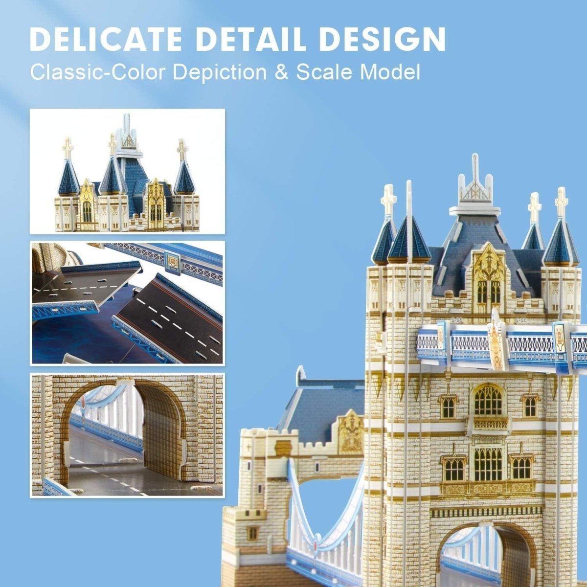 3D Tower Bridge London Puzzle 120 Piece Architectural Model Gift Set - Kwikley