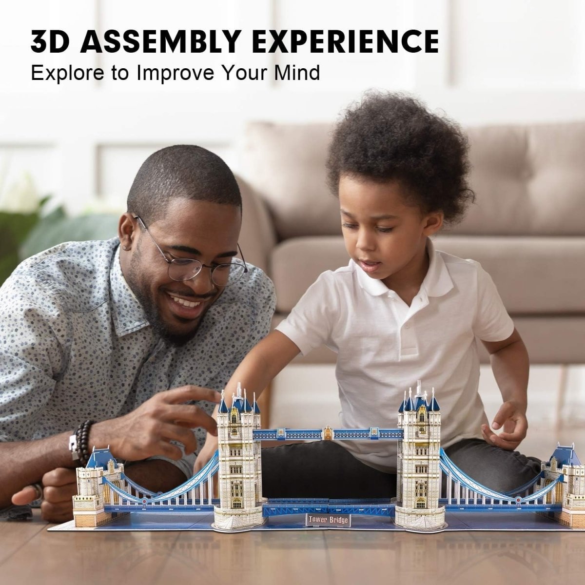 3D Tower Bridge London Puzzle 120 Piece Architectural Model Gift Set - Kwikley