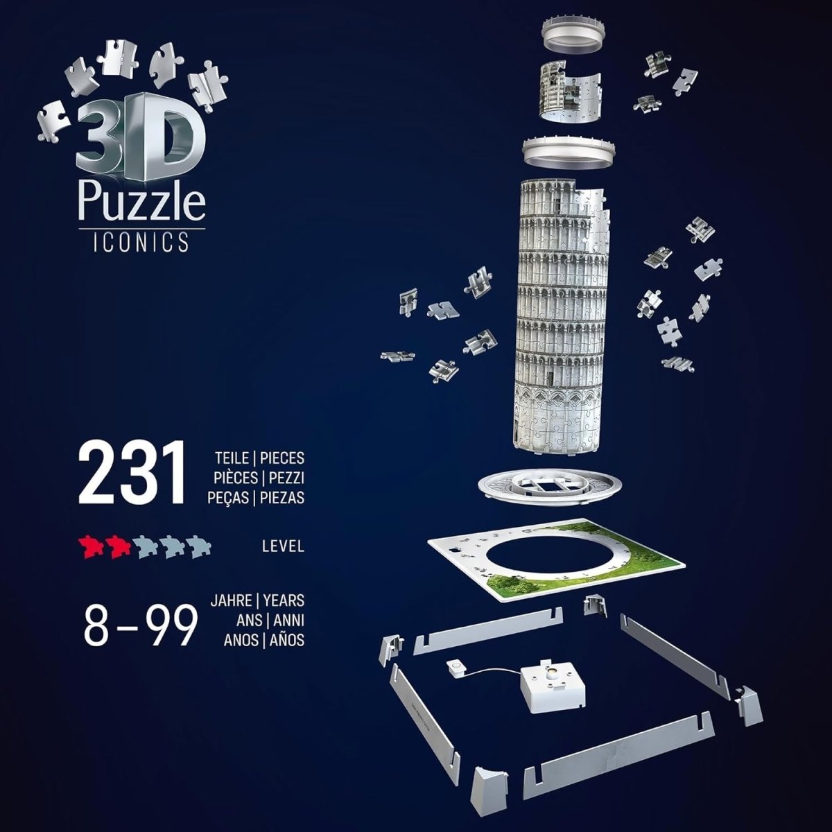 3D Tower Puzzle with LED Light Famous Landmark Building Model Kit - Kwikley