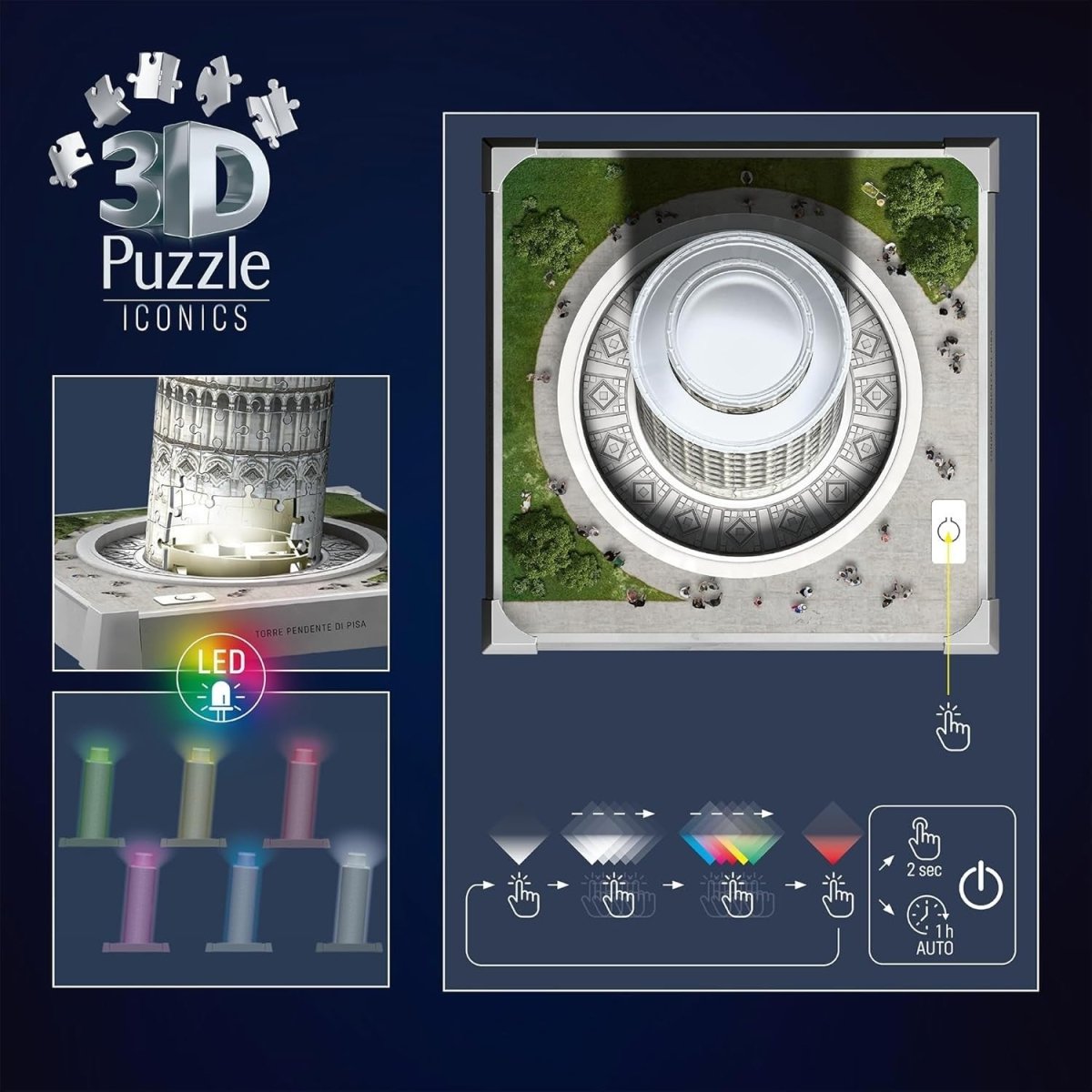 3D Tower Puzzle with LED Light Famous Landmark Building Model Kit - Kwikley