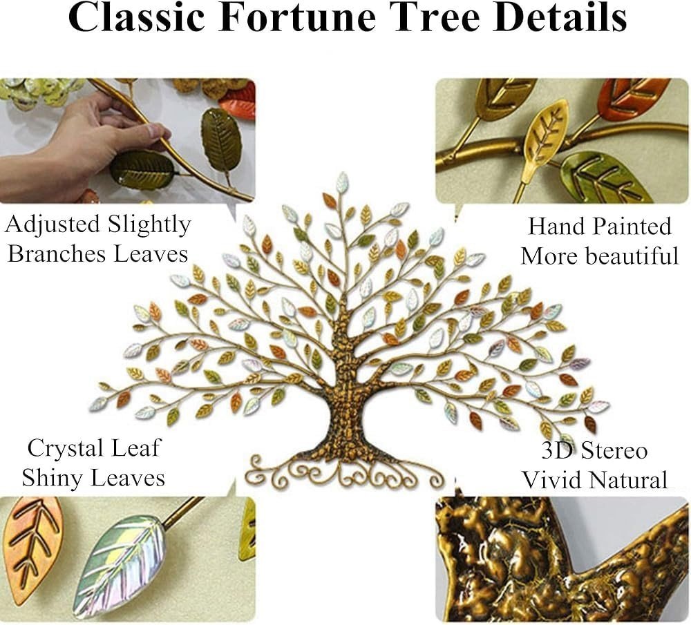 3D Tree of Life Metal Wall Art Fortune Sculpture - Kwikley