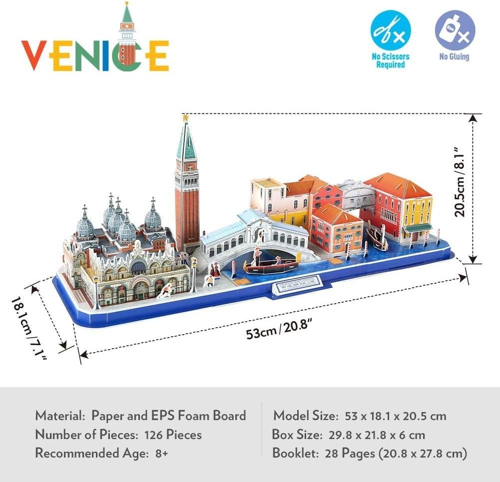 3D Venice Skyline Puzzle Italy Landmark Model Kit 126PCS Gift Decor - Kwikley