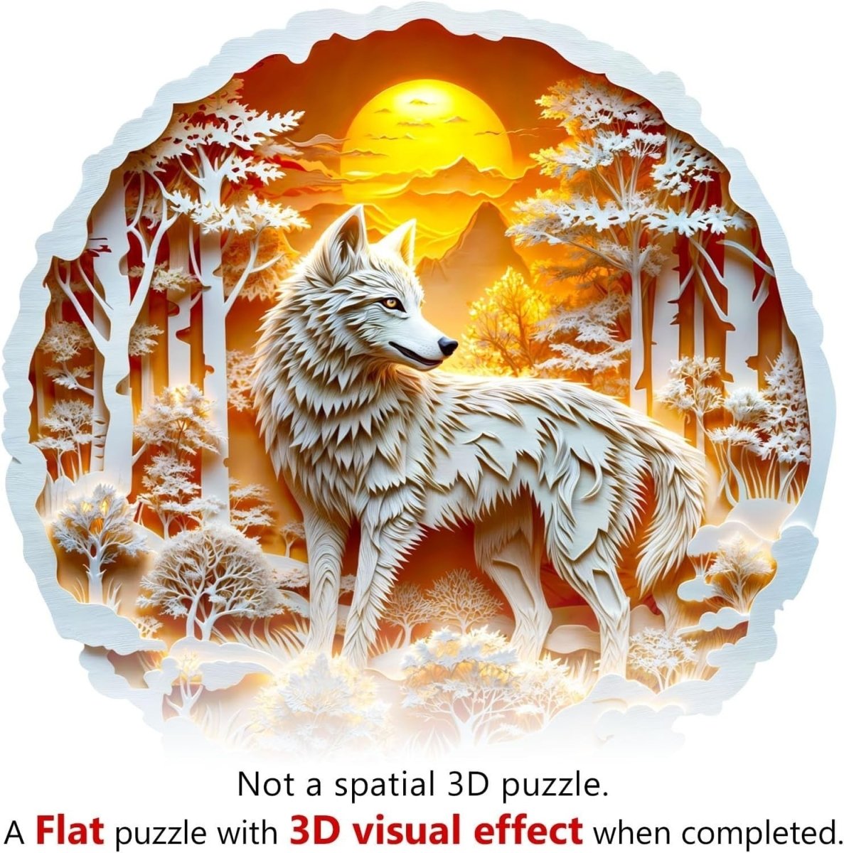 3D Wolf Wooden Puzzle 300 Piece Animal Jigsaw with Gift Box Decor - Kwikley