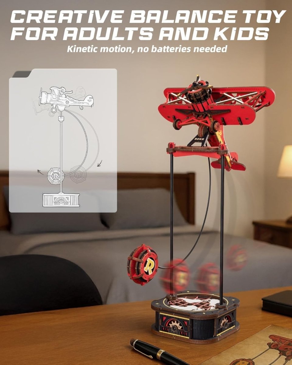 3D Wooden Airplane Balance Toy DIY Mechanical Desk Ornament Kit - Kwikley