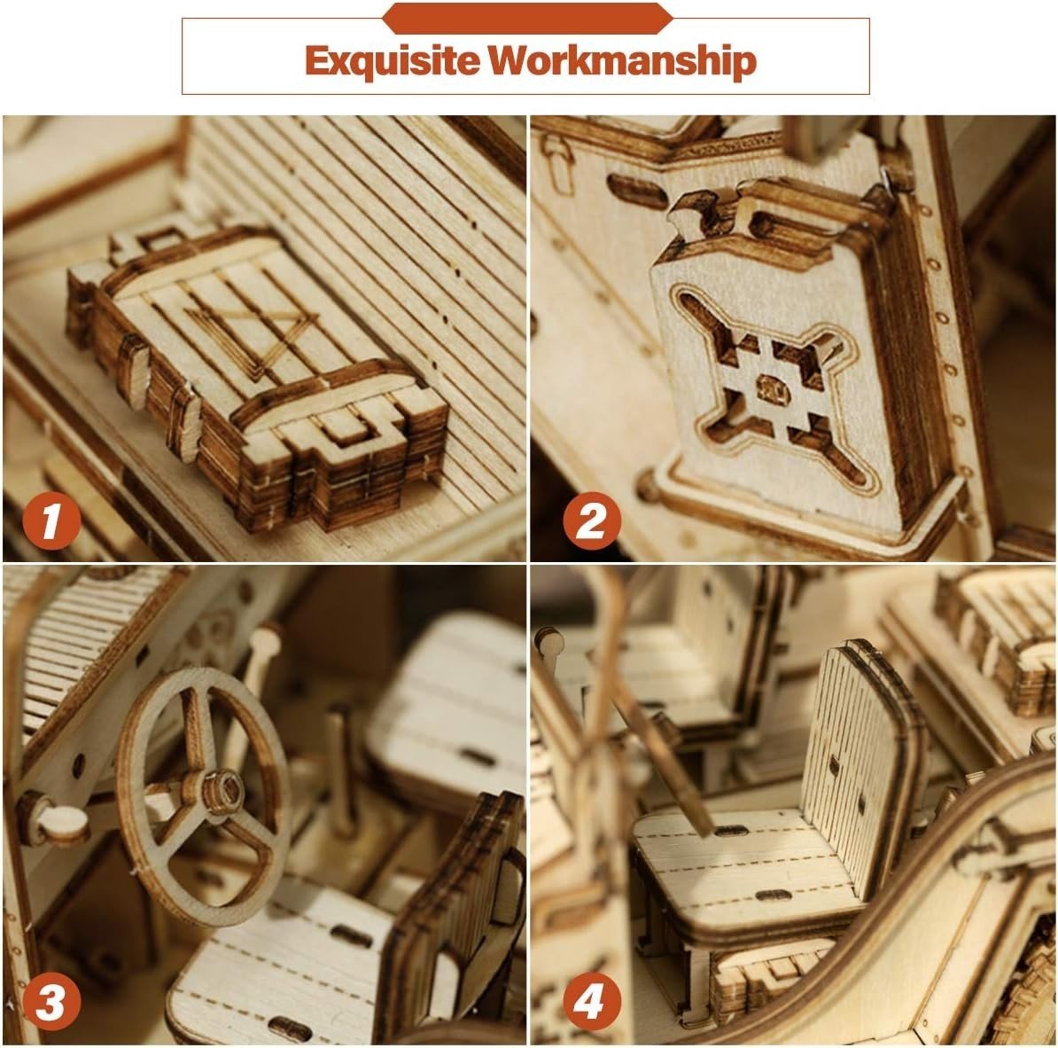 3D Wooden Army Jeep Model Kit 369 Piece DIY Vehicle Puzzle Gift - Kwikley