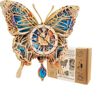3D Wooden Butterfly Clock Puzzle DIY Mechanical Wall Clock Home Decor - Kwikley