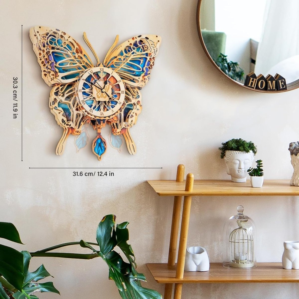3D Wooden Butterfly Clock Puzzle DIY Mechanical Wall Clock Home Decor - Kwikley