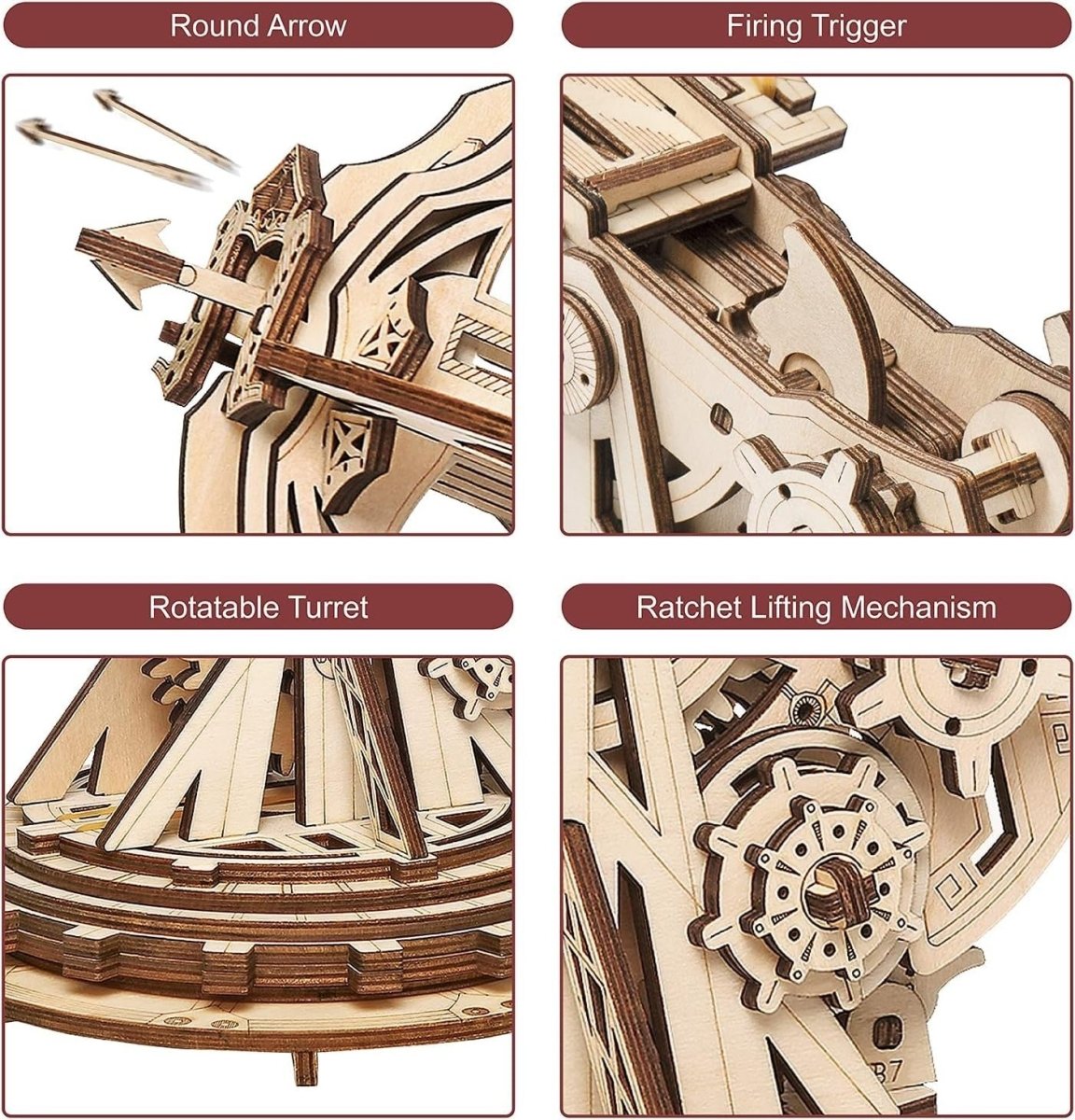 3D Wooden Catapult Model Kit DIY Launcher Puzzle Retro Desk Decor - Kwikley
